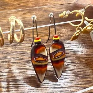 Boho Abstract Hook Earrings, Midwestern Unique Desert Style Jewelry